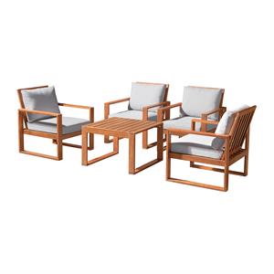 weston eucalyptus wood set with set of 4 outdoor chairs and cocktail table