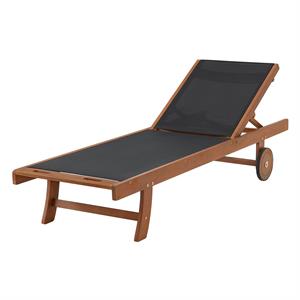 caspian eucalyptus wood outdoor lounge chair with mesh seating