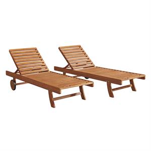 alaterre furniture caspian eucalyptus wood outdoor lounge chair/set of 2