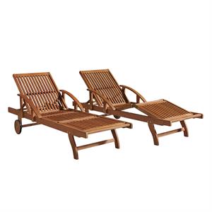 caspian eucalyptus wood lounge chair with arms and adjustable leg rest/set of 2