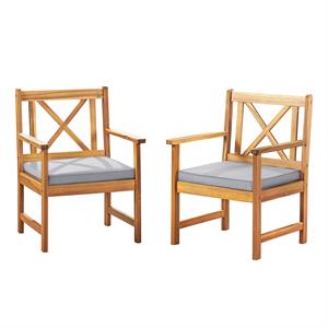 alaterre furniture manchester acacia wood chairs with cushions/set of 2