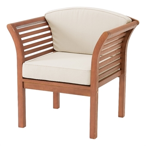alaterre furniture stamford natural eucalyptus wood outdoor chair with cushions