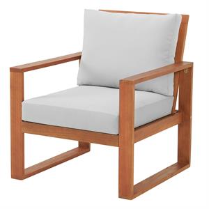alaterre furniture grafton eucalyptus wood outdoor chair with gray cushions