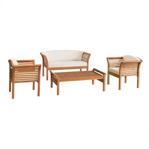 stamford eucalyptus wood outdoor set with 2 chairs/ bench/and coffee table