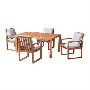 weston eucalyptus wood outdoor dining table with 4 dining chairs/set of 5