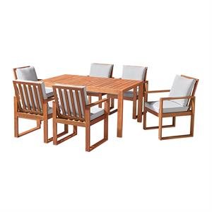 weston eucalyptus wood outdoor dining table with 6 dining chairs/set of 7