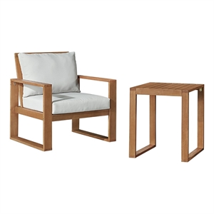 grafton natural eucalyptus wood chair and cocktail table - set of 2