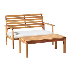 orwell outdoor acacia wood  bench with cushion and 15