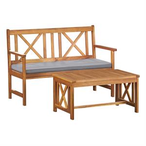 manchester acacia wood bench with cushions and 16
