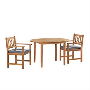 manchester natural acacia wood outdoor round dining table and 2 chairs