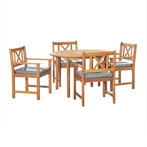 manchester natural acacia wood outdoor round dining table and 4 chairs