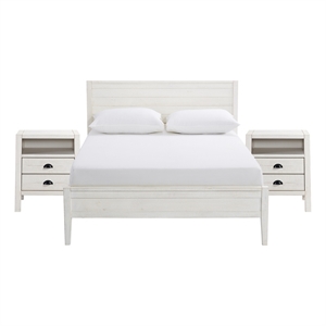 windsor 3-piece set with panel full bed and 2 nightstands - white