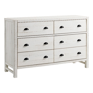 alaterre furniture windsor 6-drawer double dresser - driftwood white