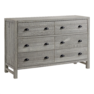 alaterre furniture windsor 6-drawer double dresser - driftwood gray