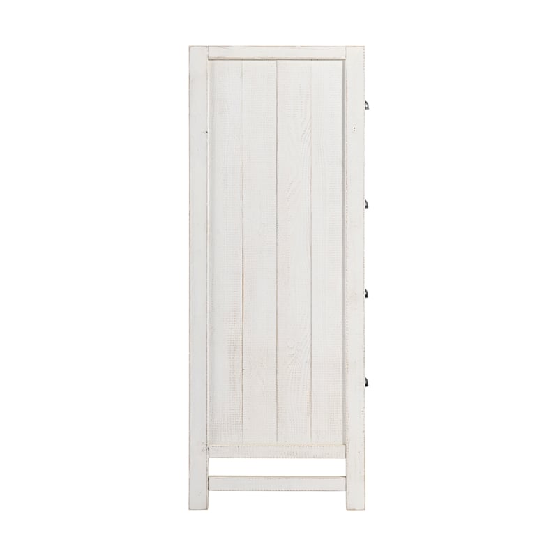 Windsor 4-Piece Bedroom Set with Slat Twin Bed 2 Nightstands and Chest - White