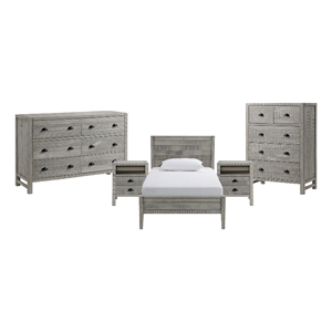 windsor 5-piece bedroom set with panel twin bed 2 nightstands chest & dresser