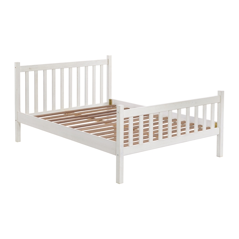 Windsor 4-Piece Bedroom Set with Slat Full Bed 2 Nightstands and Chest - White