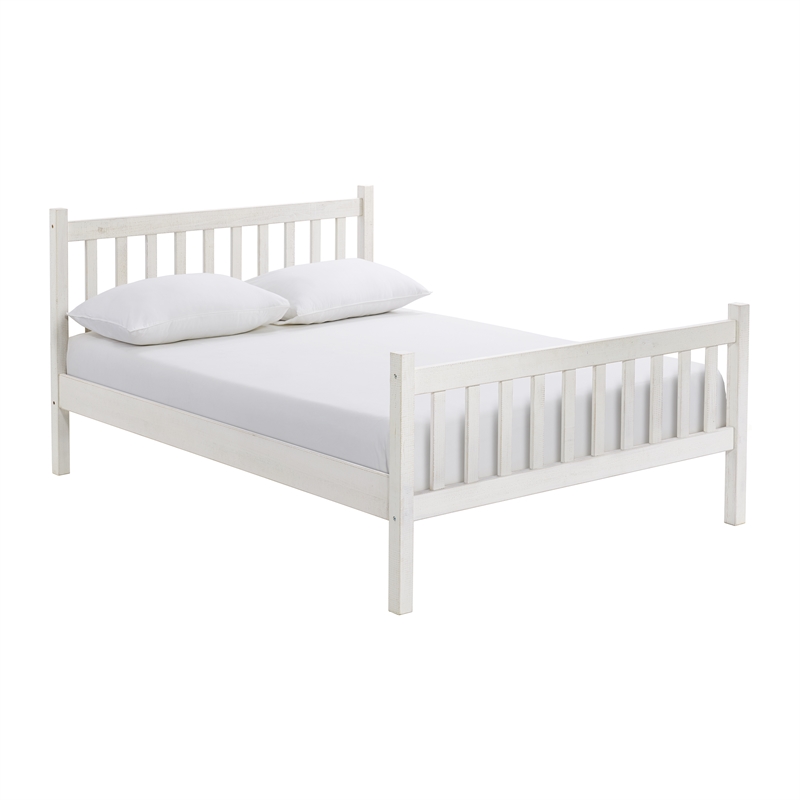 Windsor 4-Piece Bedroom Set with Slat Full Bed 2 Nightstands and Chest - White