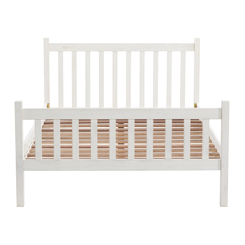 Windsor 4-Piece Bedroom Set with Slat Full Bed 2 Nightstands and Chest - White