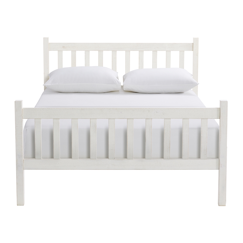 Windsor 4-Piece Bedroom Set with Slat Full Bed 2 Nightstands and Chest - White