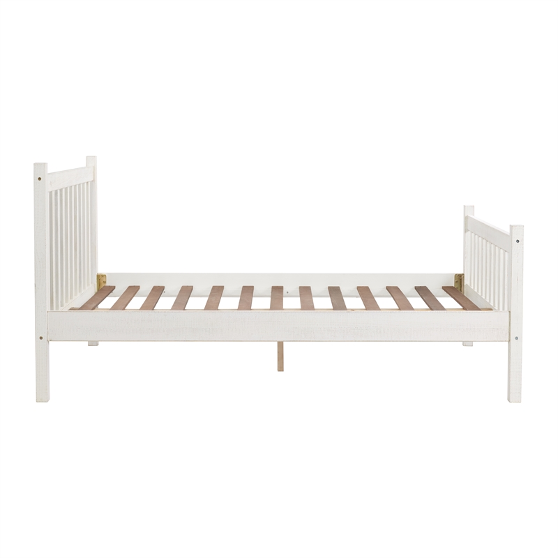 Windsor 4-Piece Bedroom Set with Slat Full Bed 2 Nightstands and Chest - White