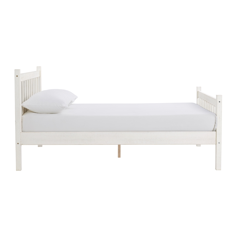 Windsor 4-Piece Bedroom Set with Slat Full Bed 2 Nightstands and Chest - White