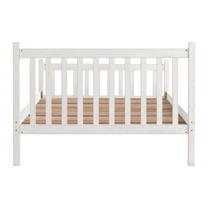 Windsor 4-Piece Bedroom Set with Slat Full Bed 2 Nightstands and Chest - White