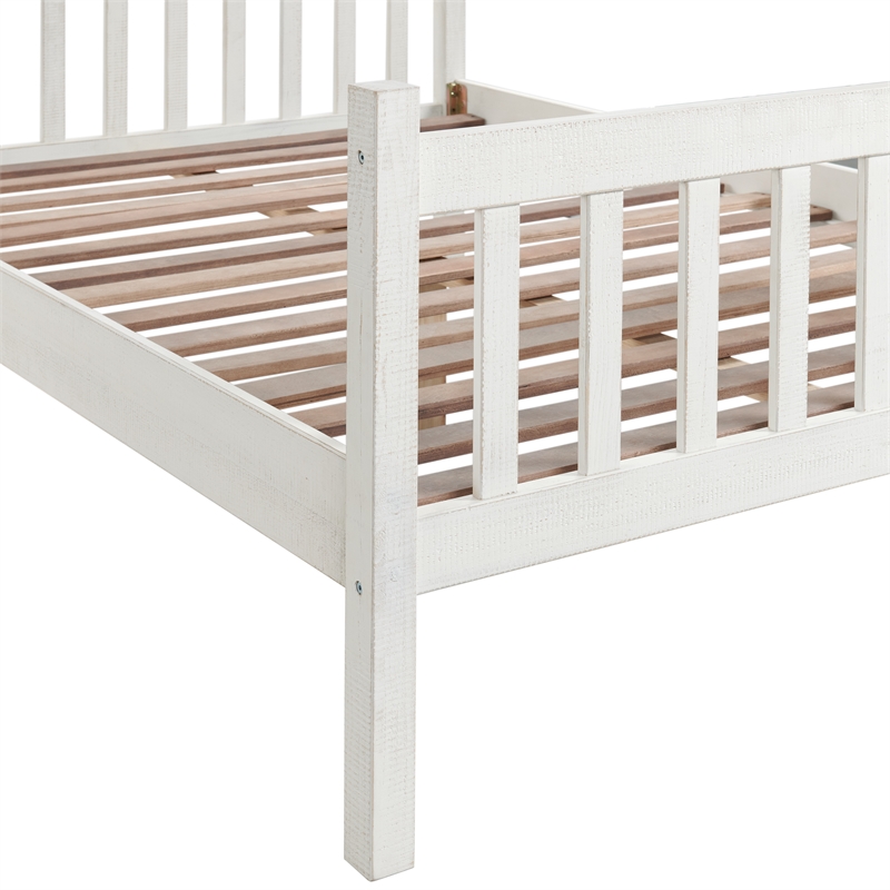 Windsor 4-Piece Bedroom Set with Slat Full Bed 2 Nightstands and Chest - White