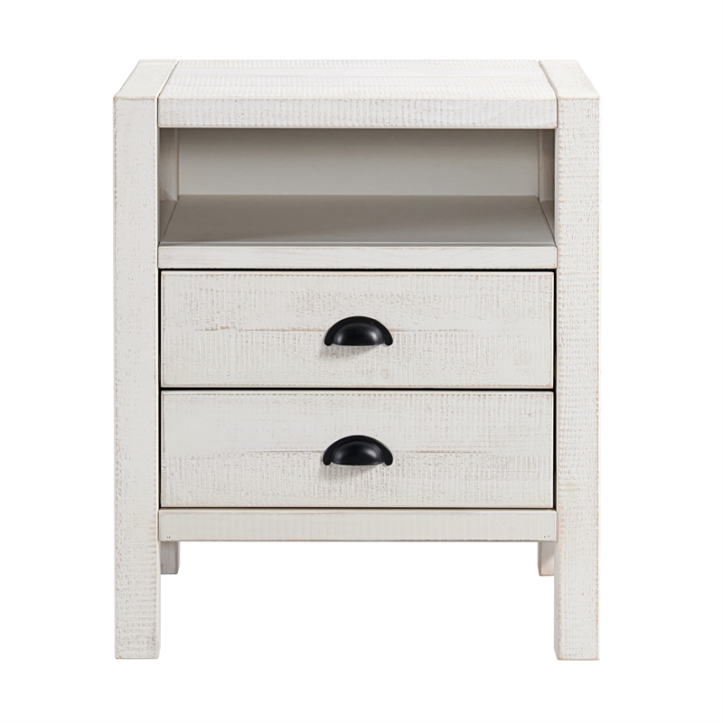 Windsor4-Piece Bedroom Set with Panel Full Bed 2 Nightstands and Chest - White