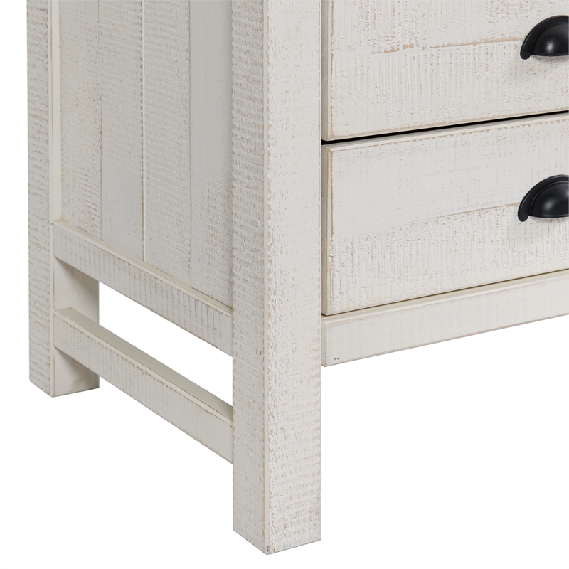Windsor4-Piece Bedroom Set with Panel Full Bed 2 Nightstands and Chest - White