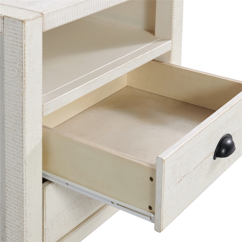 Windsor4-Piece Bedroom Set with Panel Full Bed 2 Nightstands and Chest - White