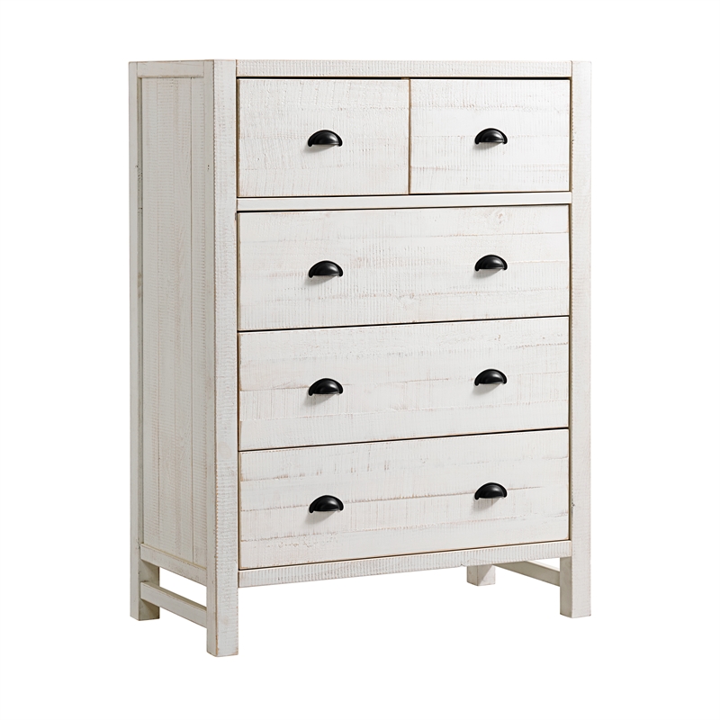 Windsor4-Piece Bedroom Set with Panel Full Bed 2 Nightstands and Chest - White