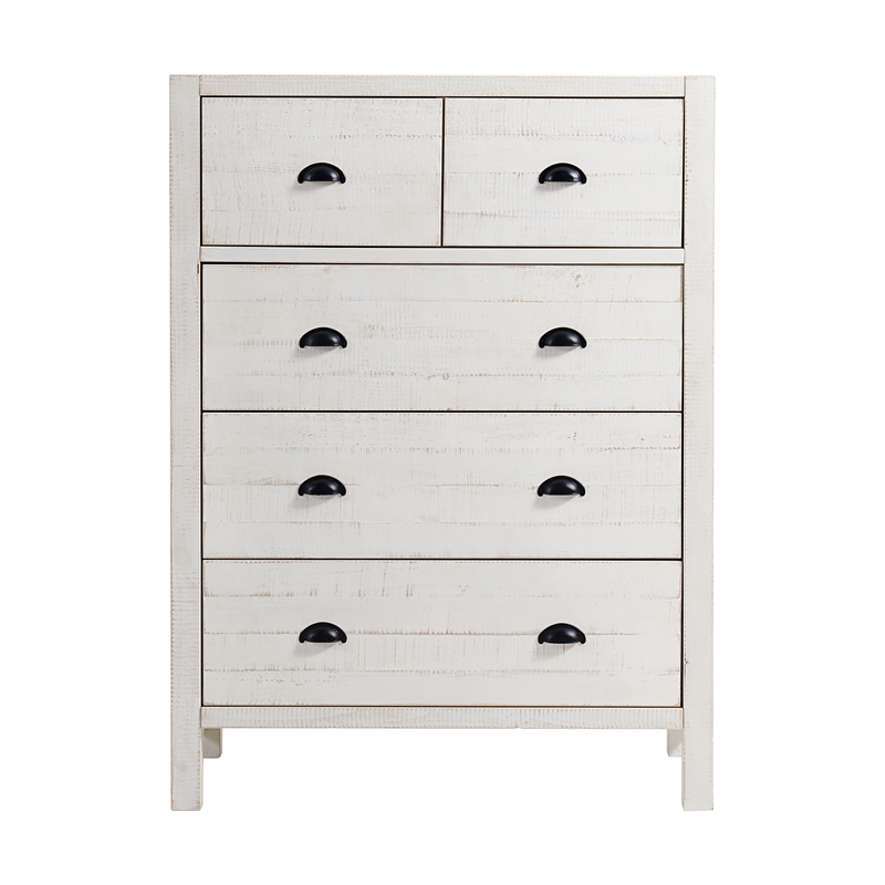 Windsor4-Piece Bedroom Set with Panel Full Bed 2 Nightstands and Chest - White