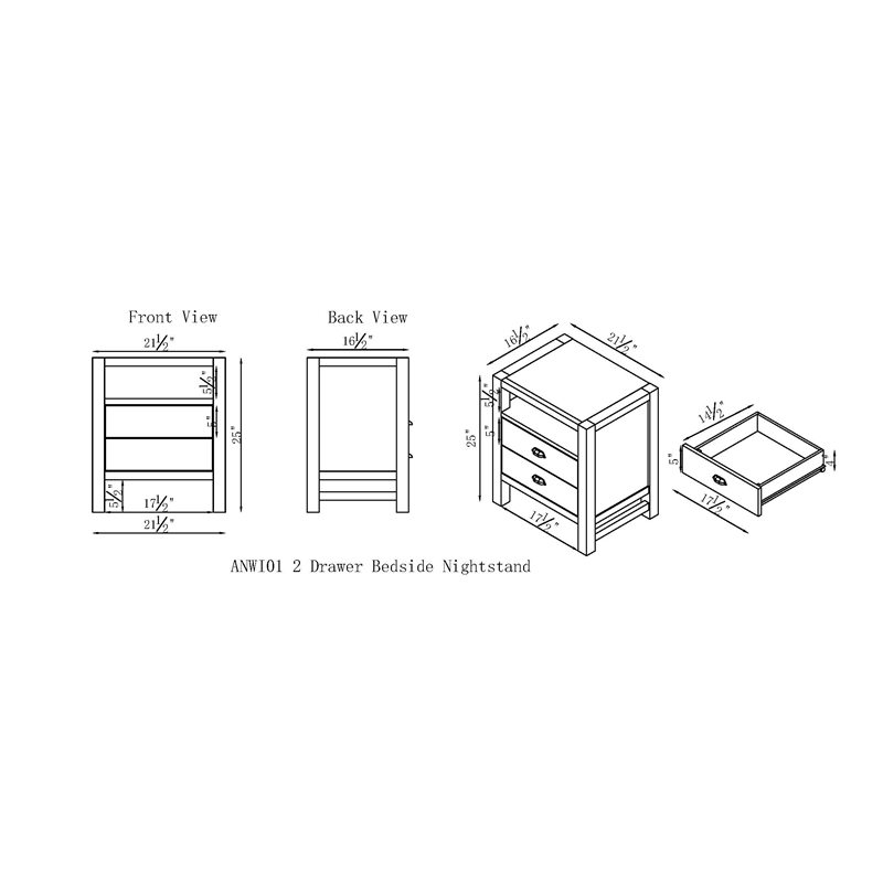 Windsor4-Piece Bedroom Set with Panel Full Bed 2 Nightstands and Chest - White