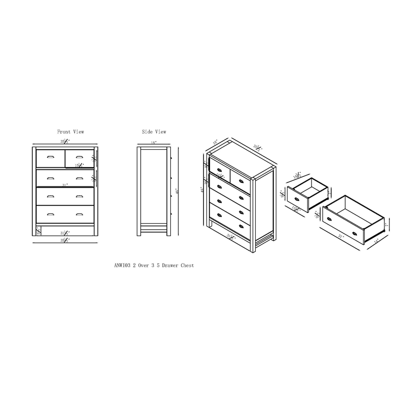 Windsor4-Piece Bedroom Set with Panel Full Bed 2 Nightstands and Chest - White