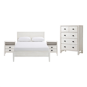 windsor4-piece bedroom set with panel full bed 2 nightstands and chest - white