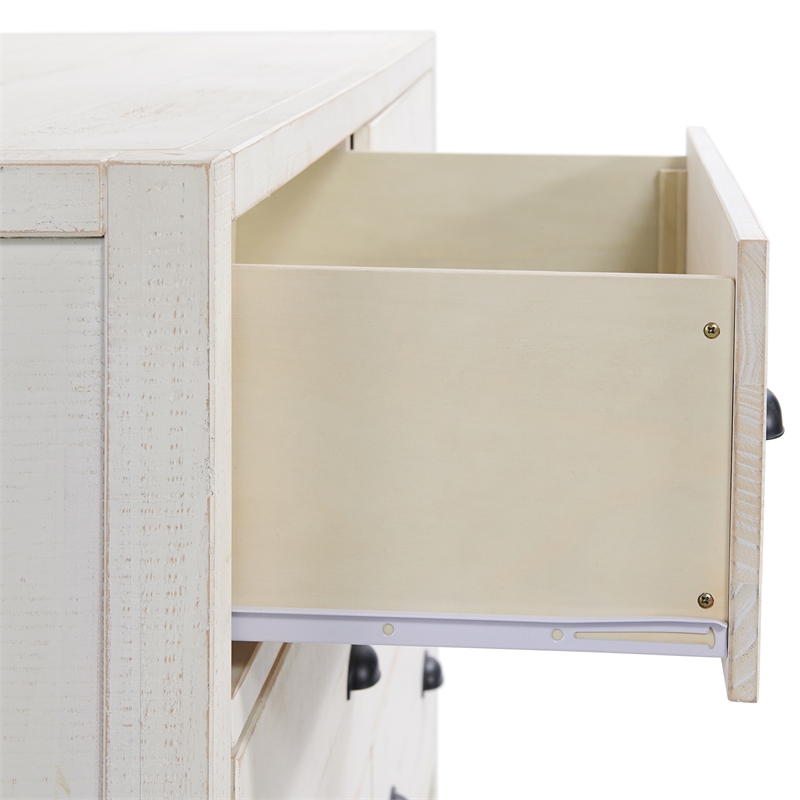 Windsor 4-Piece White Wood Panel Full Bed 2 Nightstands and 6-Drawer Dresser