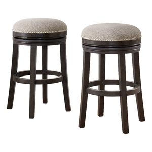 alaterre furniture clara dark brown wood swivel bar height stool - set of 2