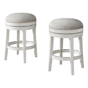alaterre furniture clara white wood swivel counter height stool - set of 2