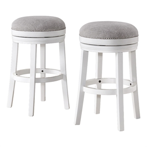 alaterre furniture clara swivel white wood bar height stool - set of 2