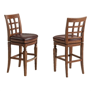alaterre furniture napa bar height stool with back - set of 2 - mahogany