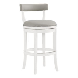 alaterre furniture hanover swivel bar height bar stool - white and gray