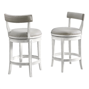 hanover swivel counter height bar stool - white and gray - set of 2