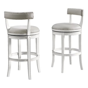 hanover swivel bar height bar stool - white and gray - set of 2