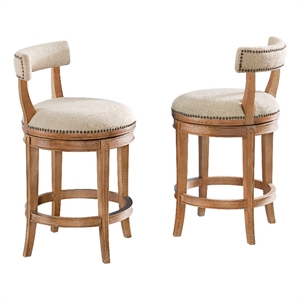 hanover swivel counter height bar stool - weathered brown and beige - set of 2