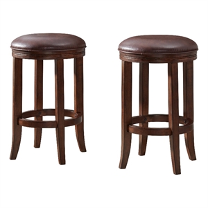 alaterre furniture natick counter height stool - distressed walnut - set of 2