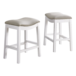 alaterre furniture williston white wood counter height stool - set of 2