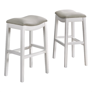 alaterre furniture williston white wood bar height stool - set of 2