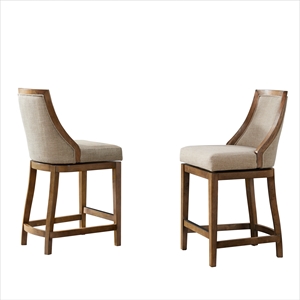 alaterre furniture ellie counter height stool with back - brown - set of 2