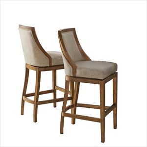 alaterre furniture ellie bar height stool with back - brown - set of 2